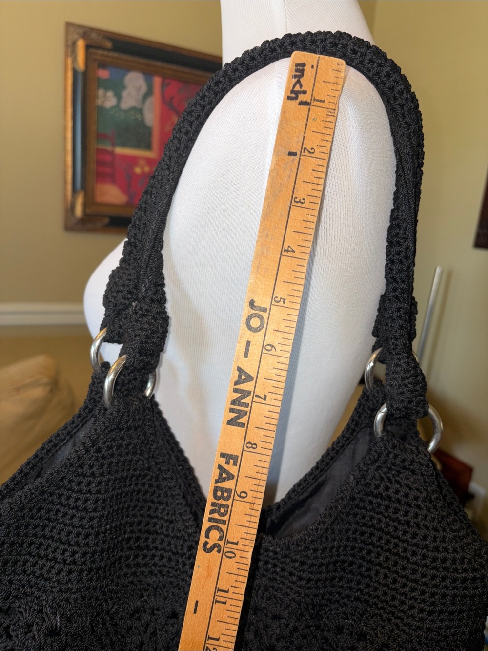 The Sak Black Crochet Shoulder Bucket Bag with silver Ring Accents - Picture 11 of 13